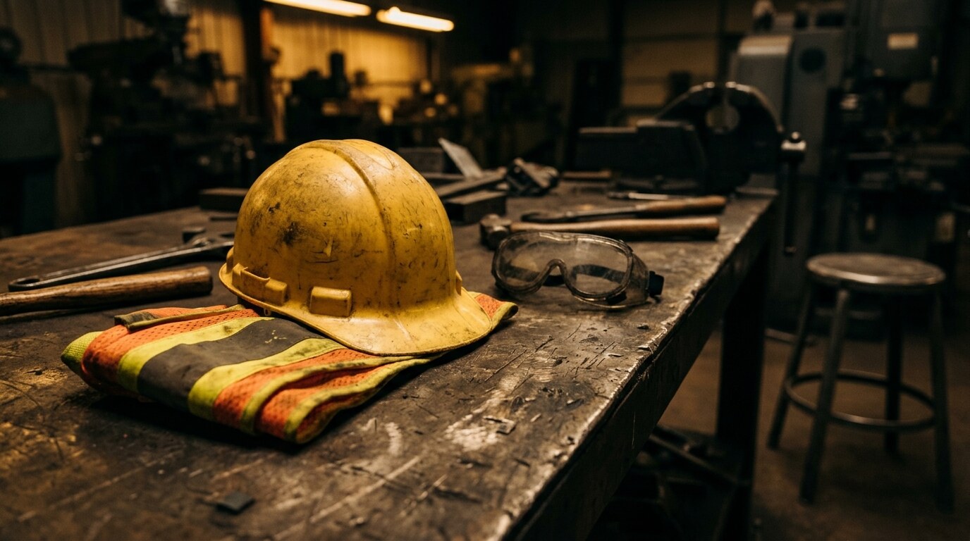 Injured warehouse worker reviewing paperwork with a case manager at a desk